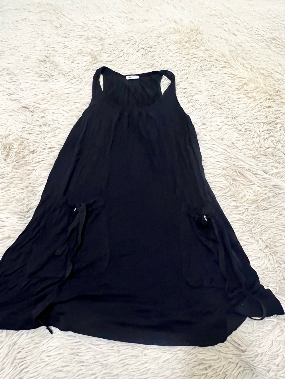 Sleeveless Black Mini Dress with Pocket Details
